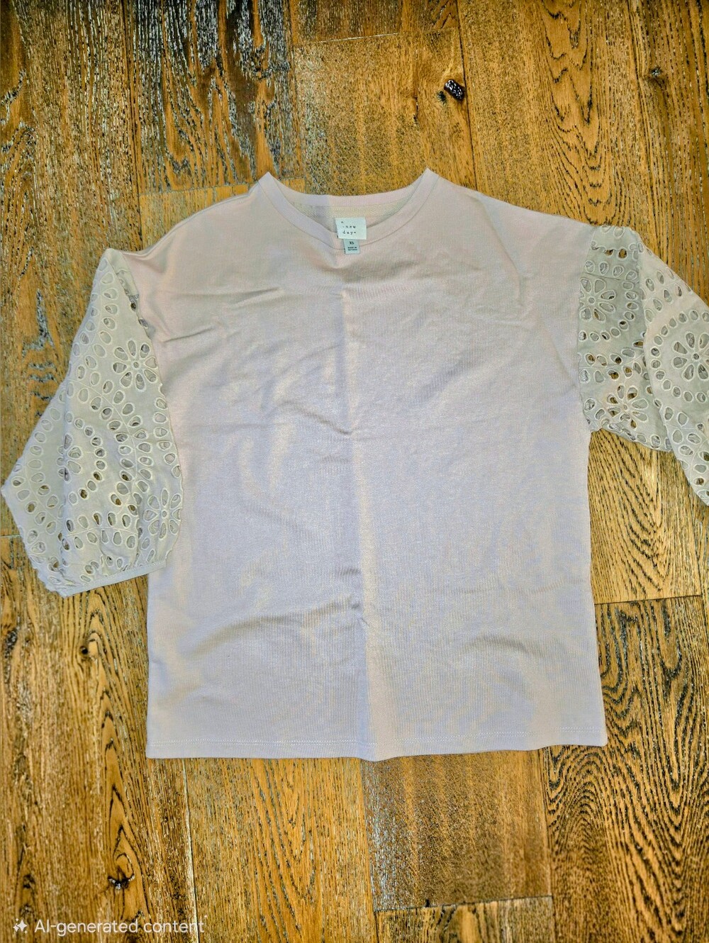 A New Day - Womens - Size: XS - Tops - Pullover Blouse - Ran Cutout Puff - 3/4